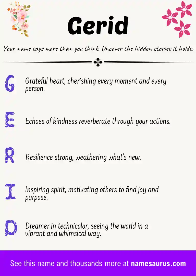 Acrostic poem about Gerid.