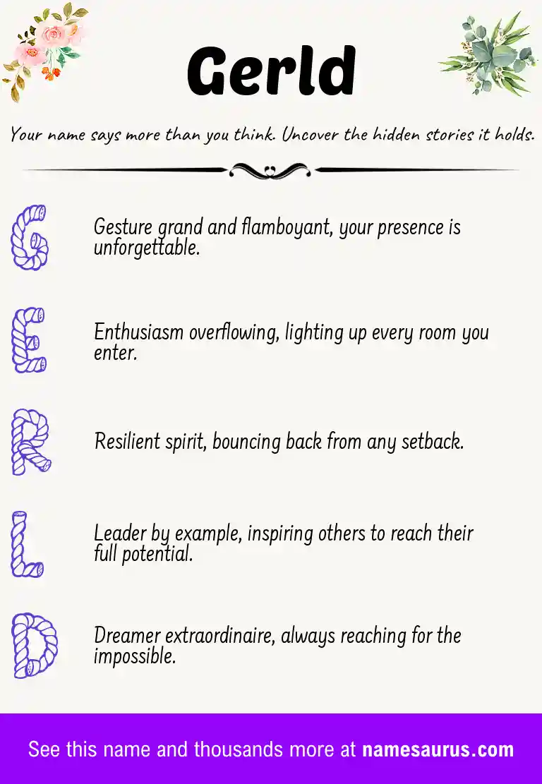 Acrostic poem about Gerld.