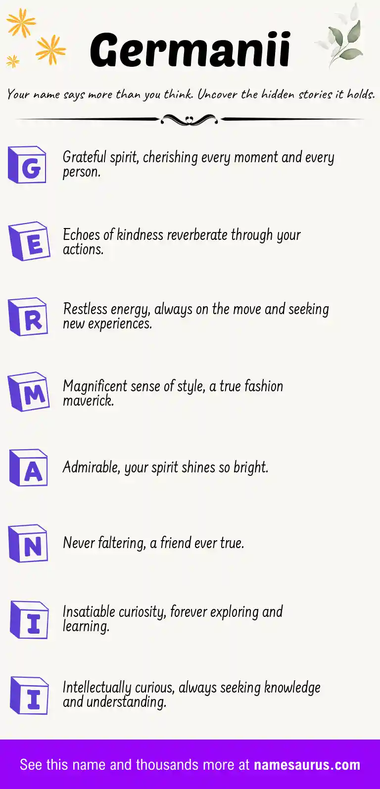Acrostic poem about Germanii.