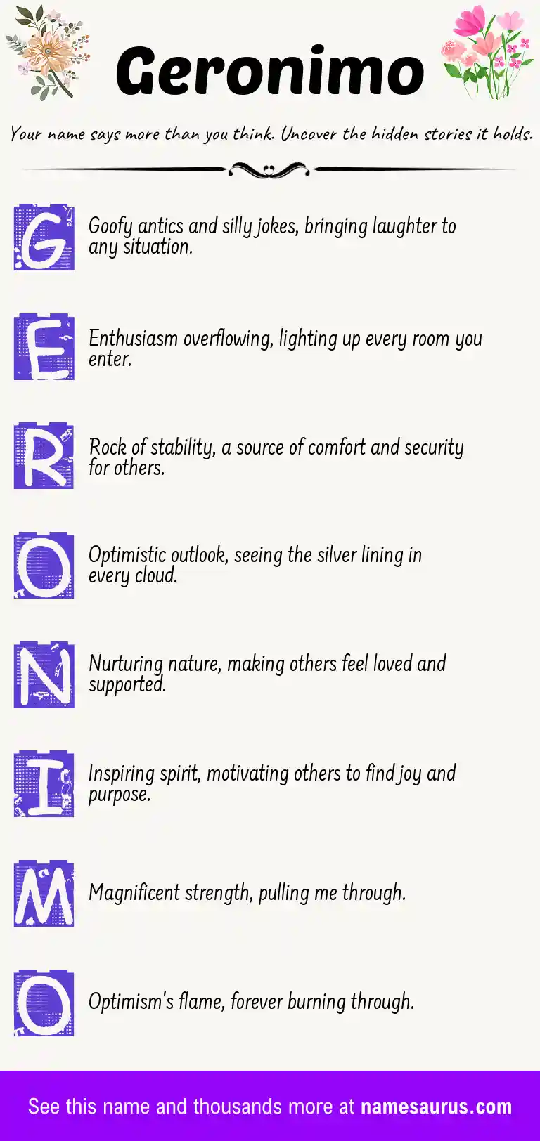 Acrostic poem about Geronimo.