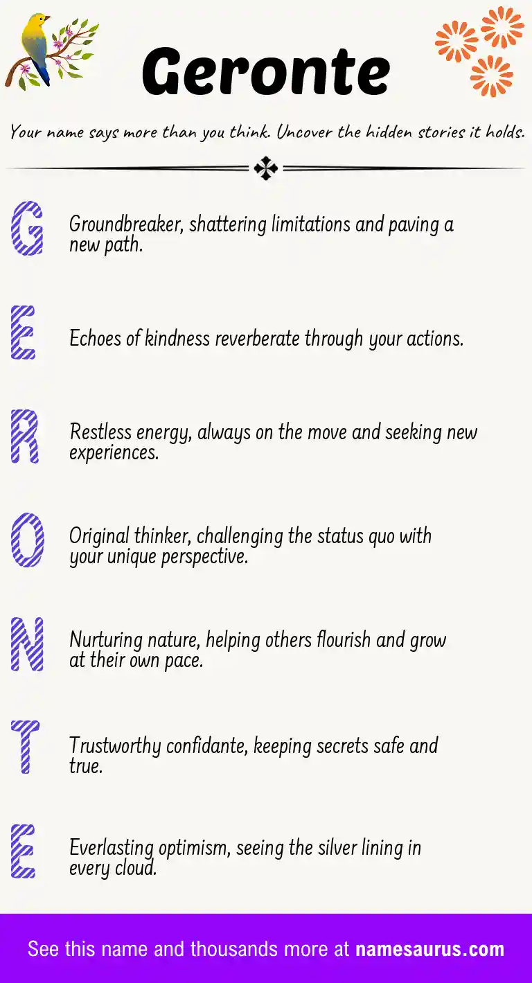 Acrostic poem about Geronte.