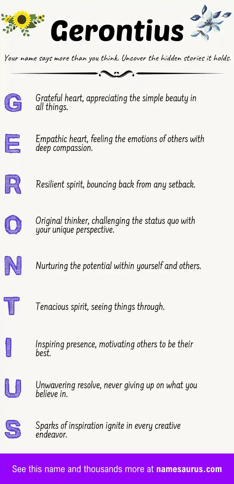 Acrostic poem about Gerontius.