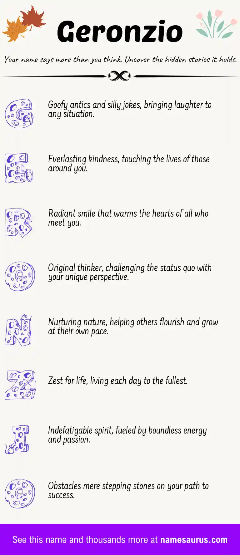 Acrostic poem about Geronzio.