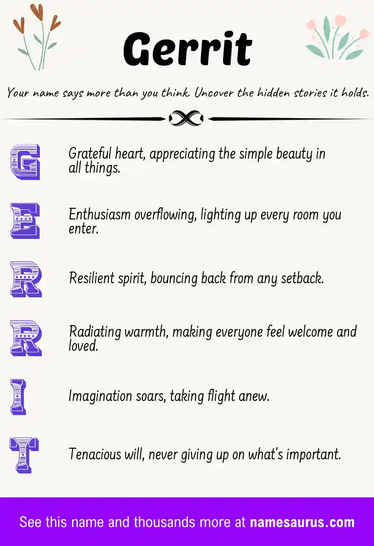 Acrostic poem about Gerrit.