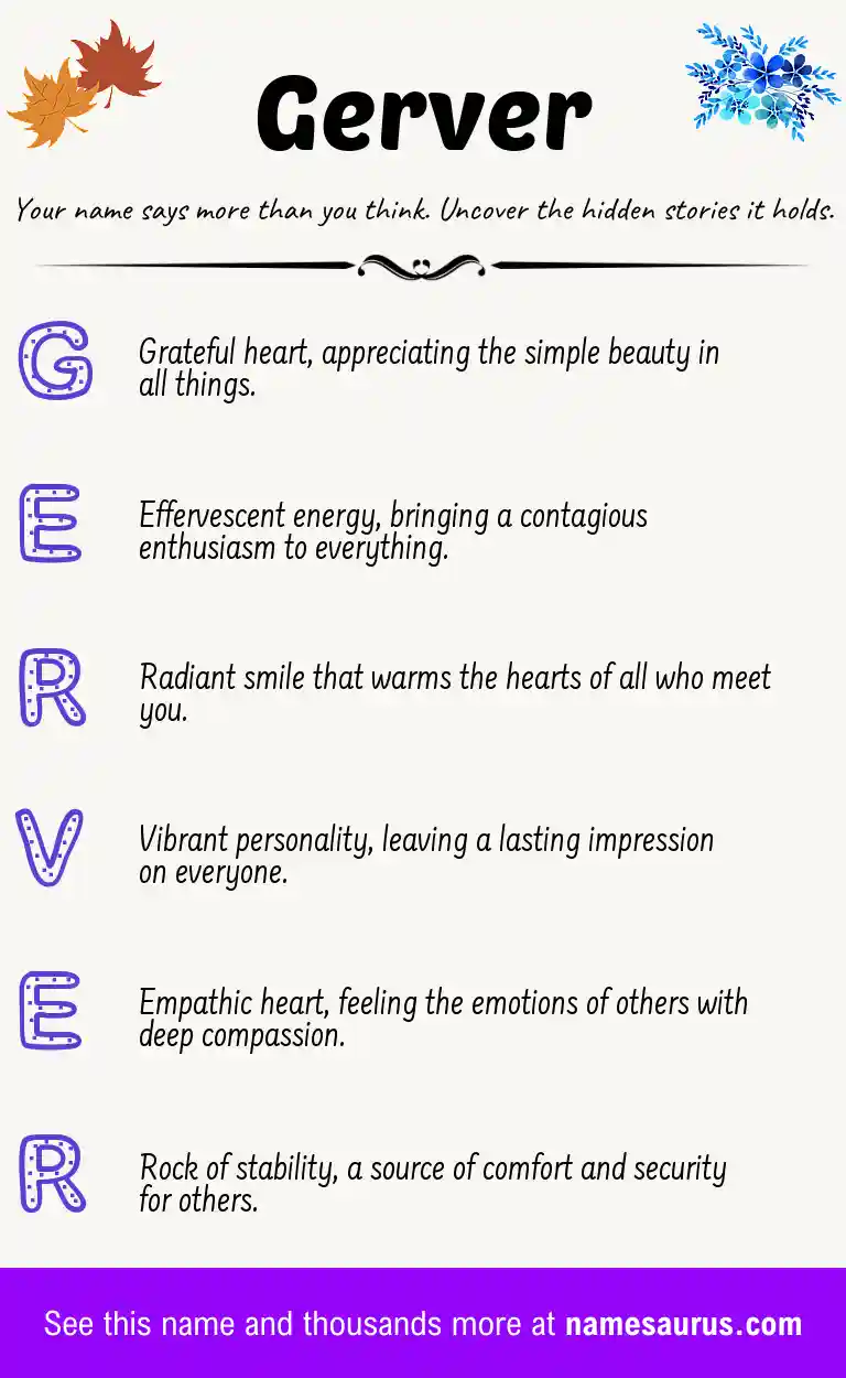 Acrostic poem about Gerver.