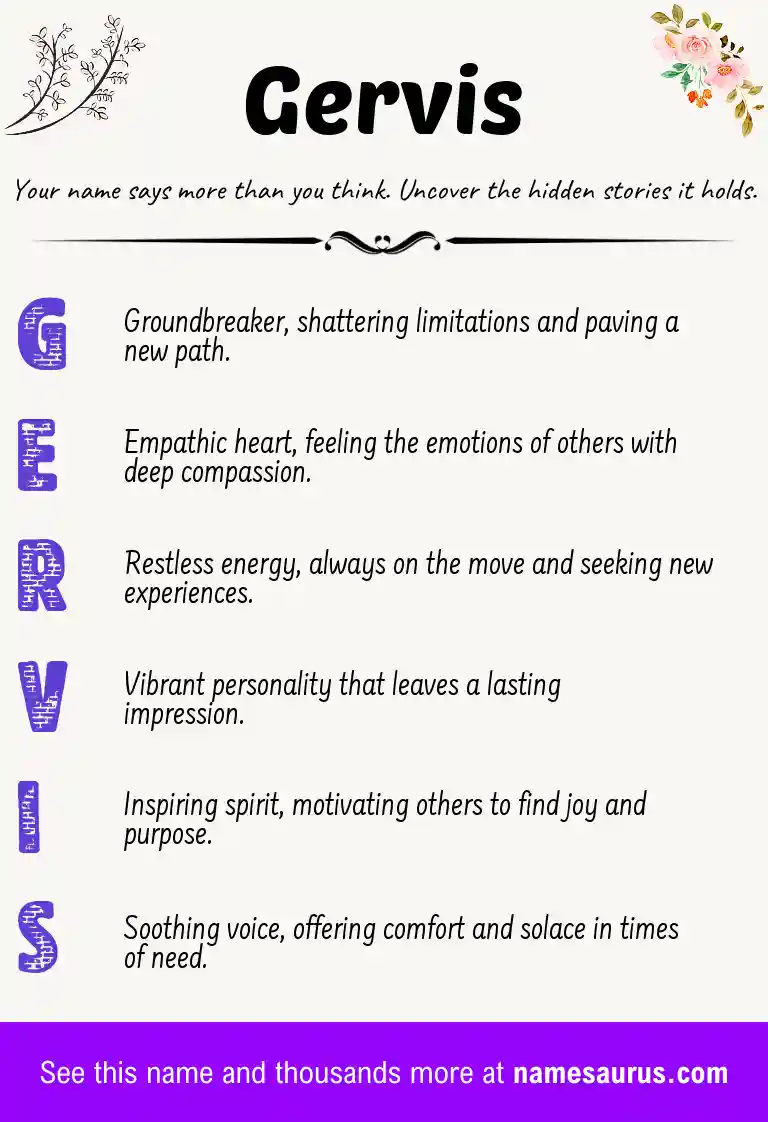 Acrostic poem about Gervis.