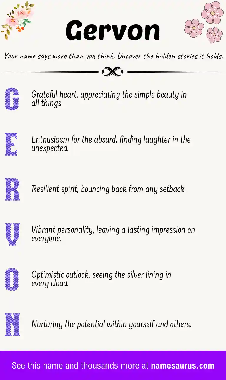 Acrostic poem about Gervon.