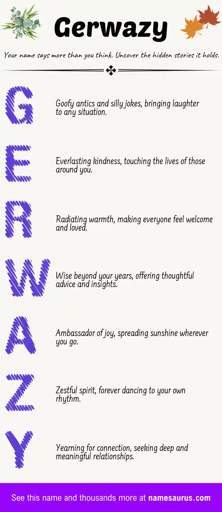 Acrostic poem about Gerwazy.