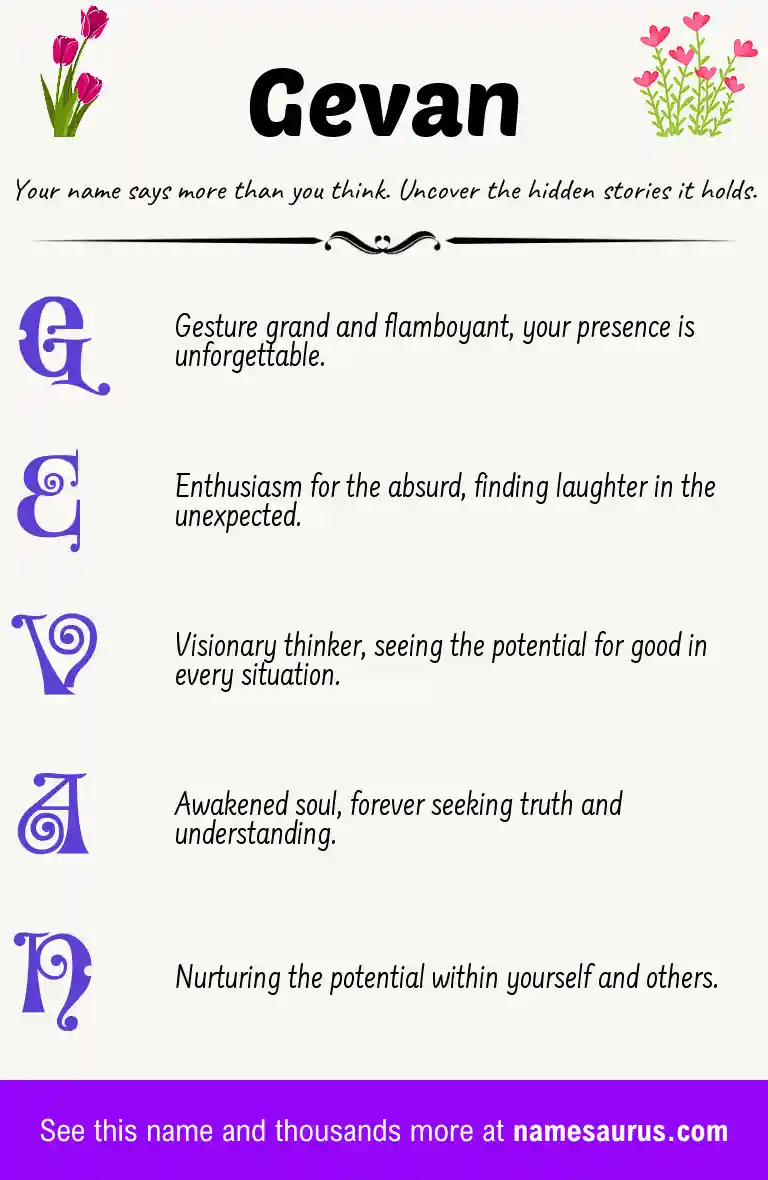 Acrostic poem about Gevan.