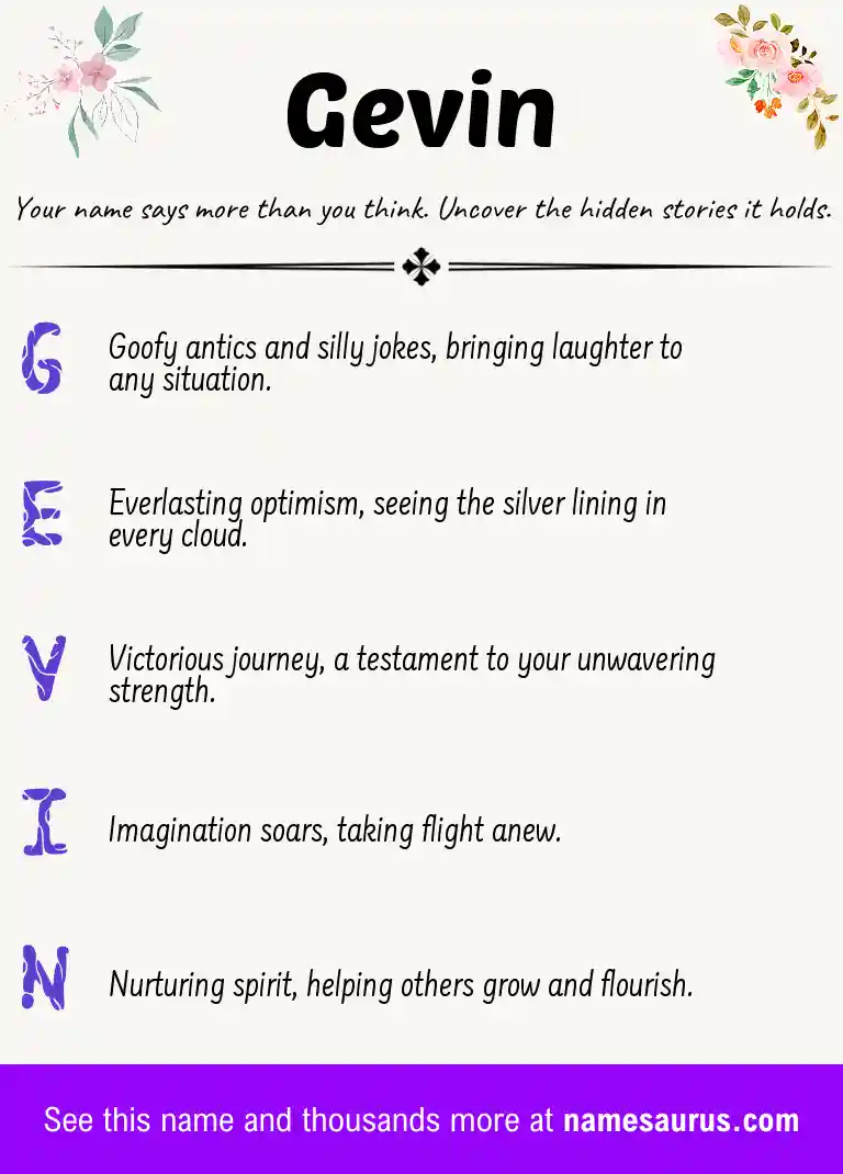 Acrostic poem about Gevin.