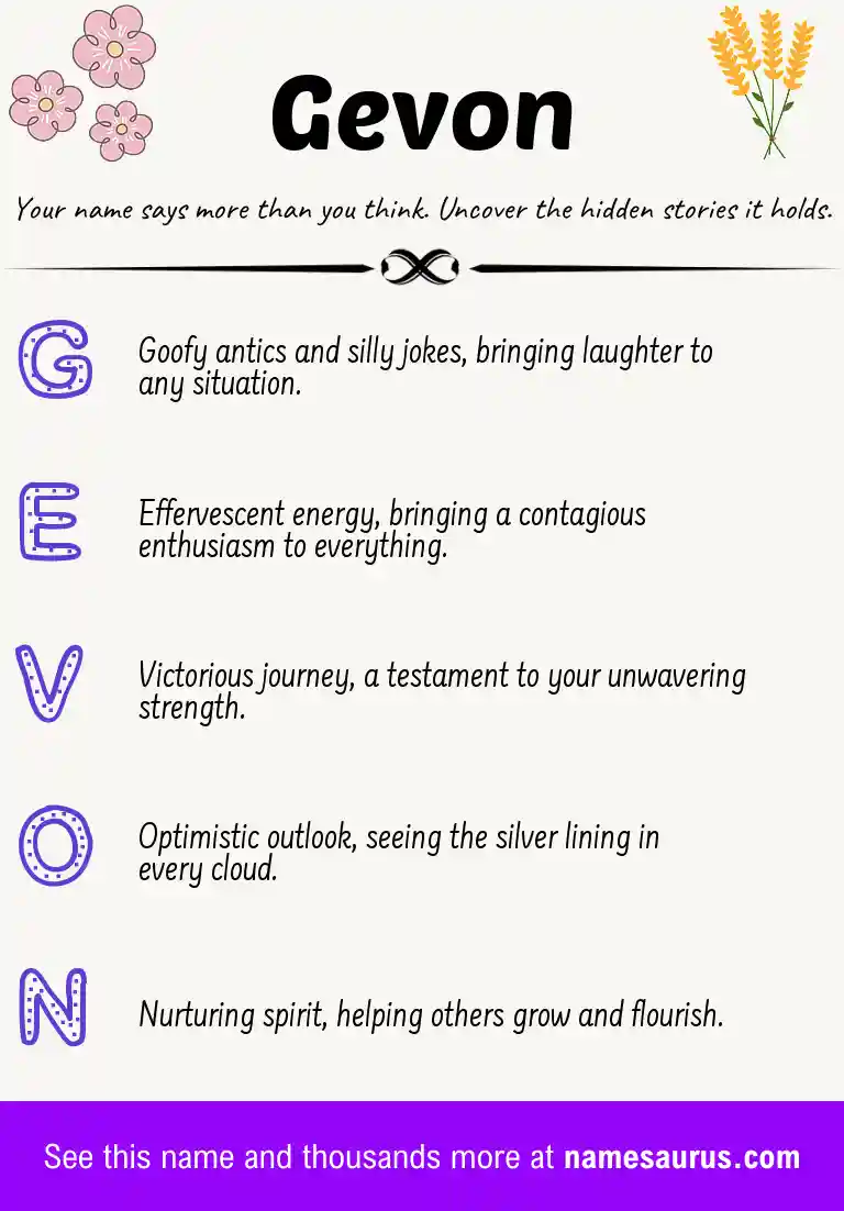 Acrostic poem about Gevon.
