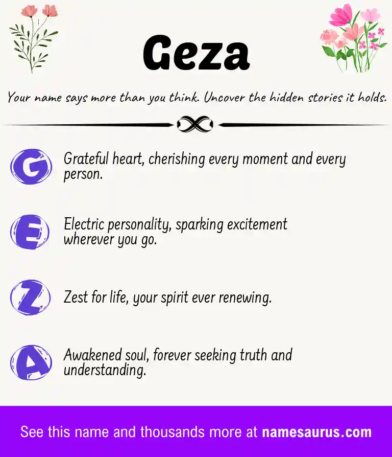 Acrostic poem about Geza.