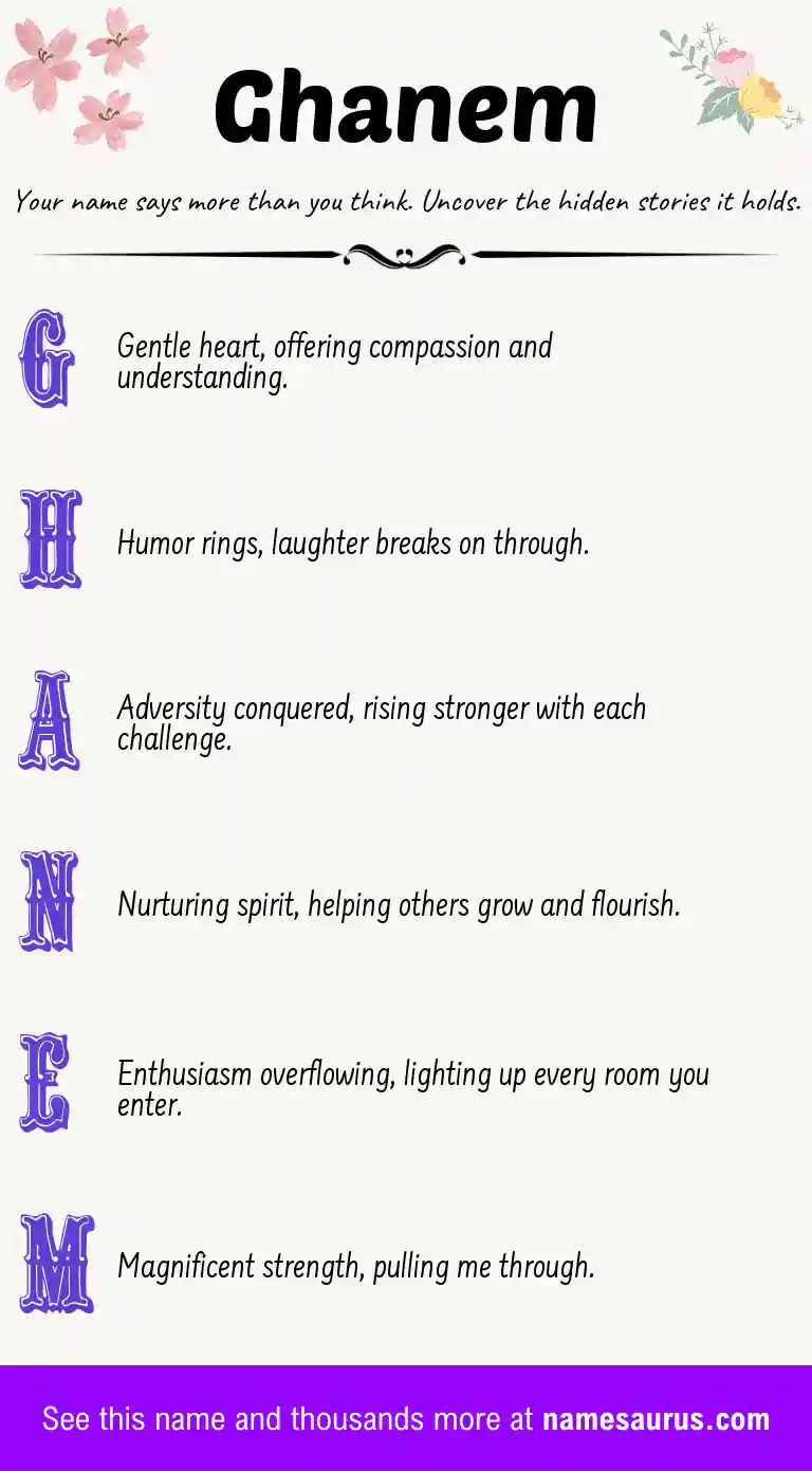 Acrostic poem about Ghanem.