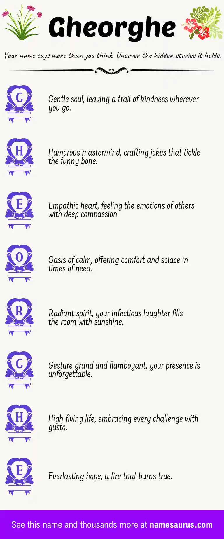 Acrostic poem about Gheorghe.