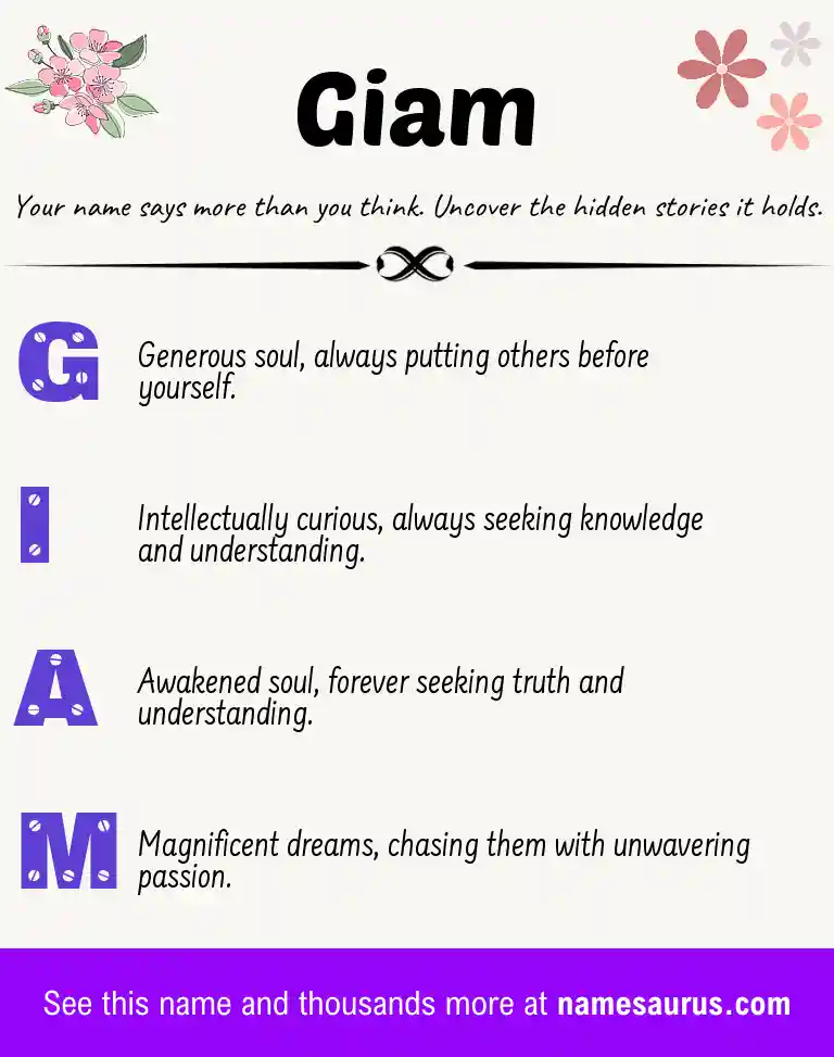 Acrostic poem about Giam.
