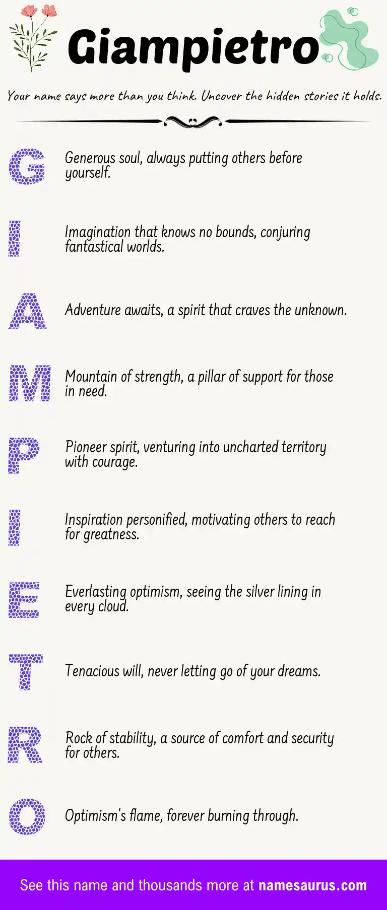 Acrostic poem about Giampietro.