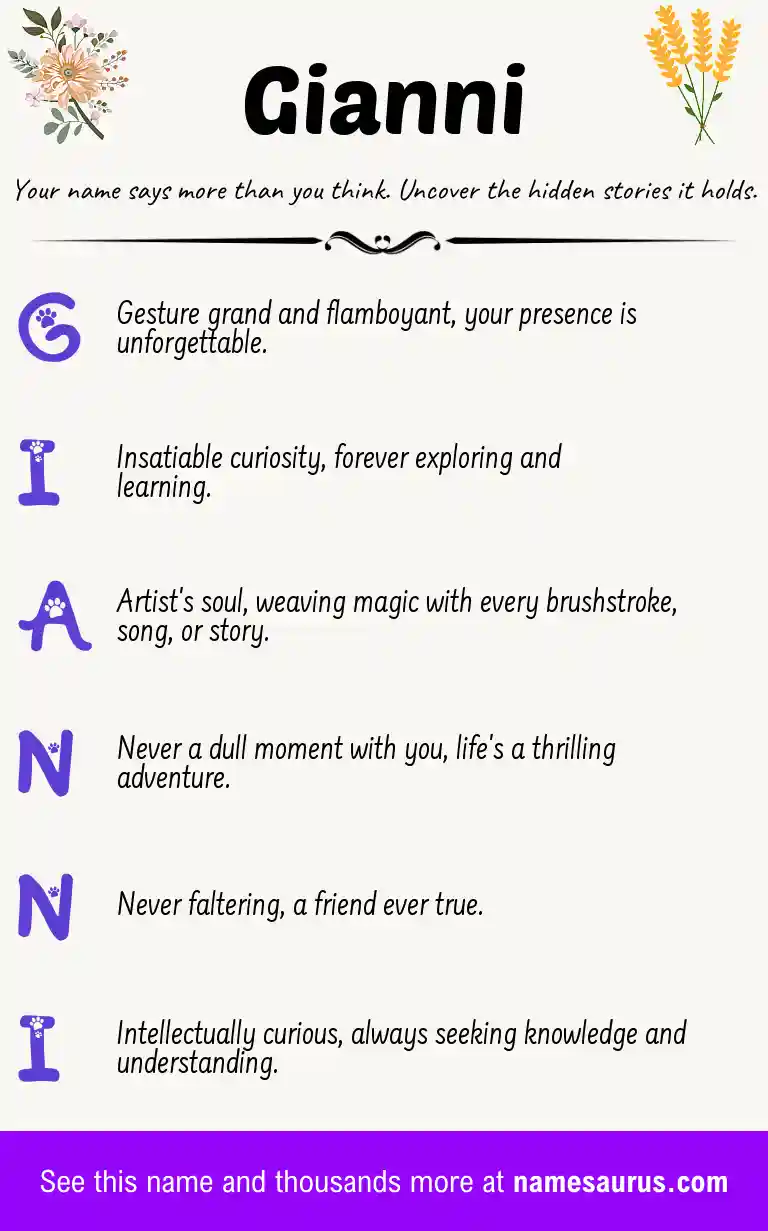 Acrostic poem about Gianni.
