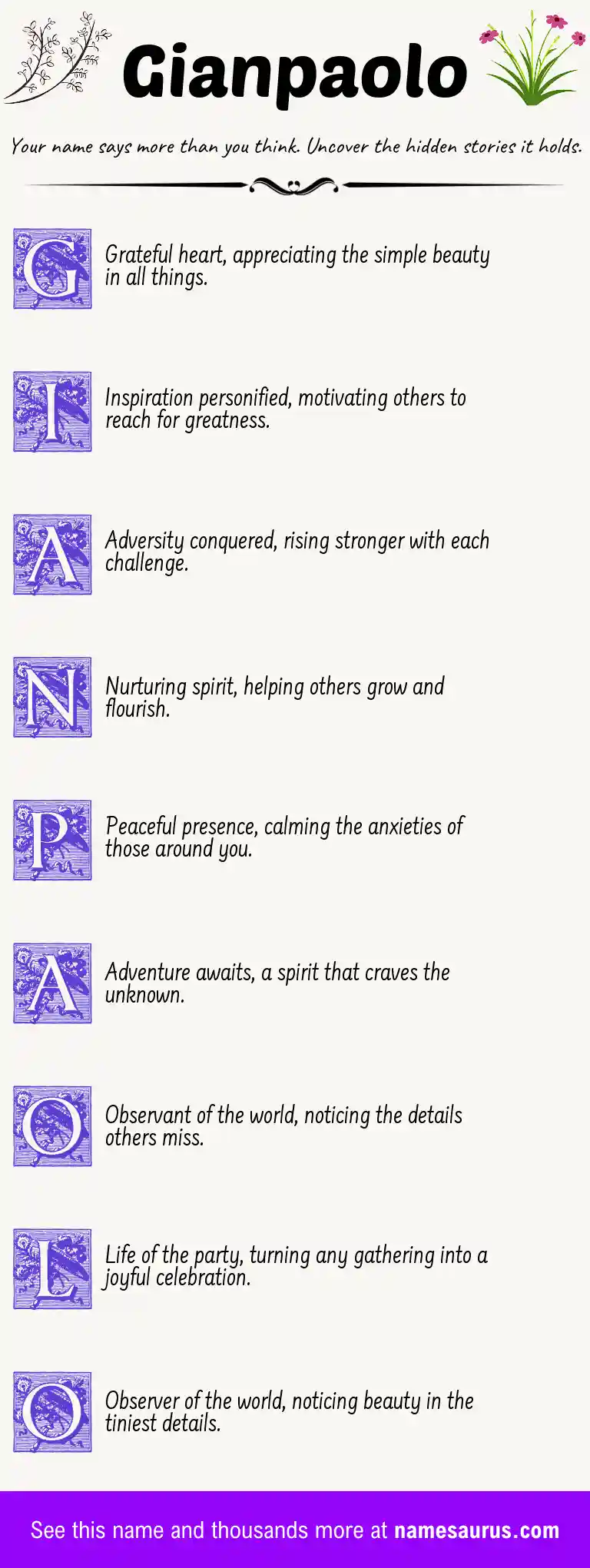 Acrostic poem about Gianpaolo.