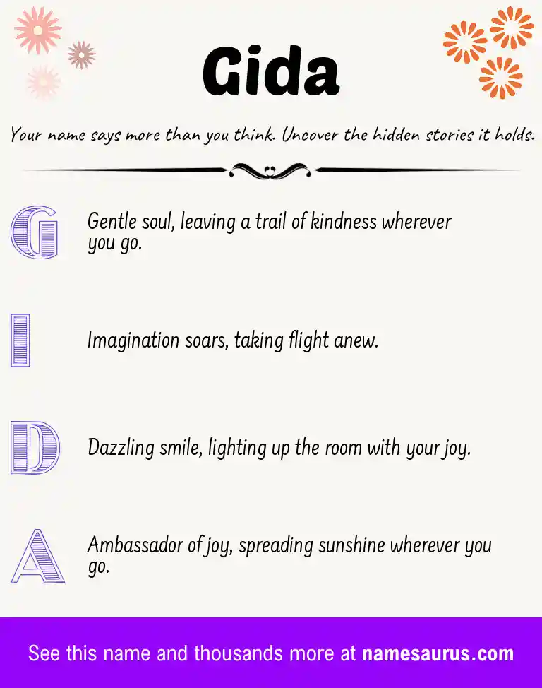Acrostic poem about Gida.