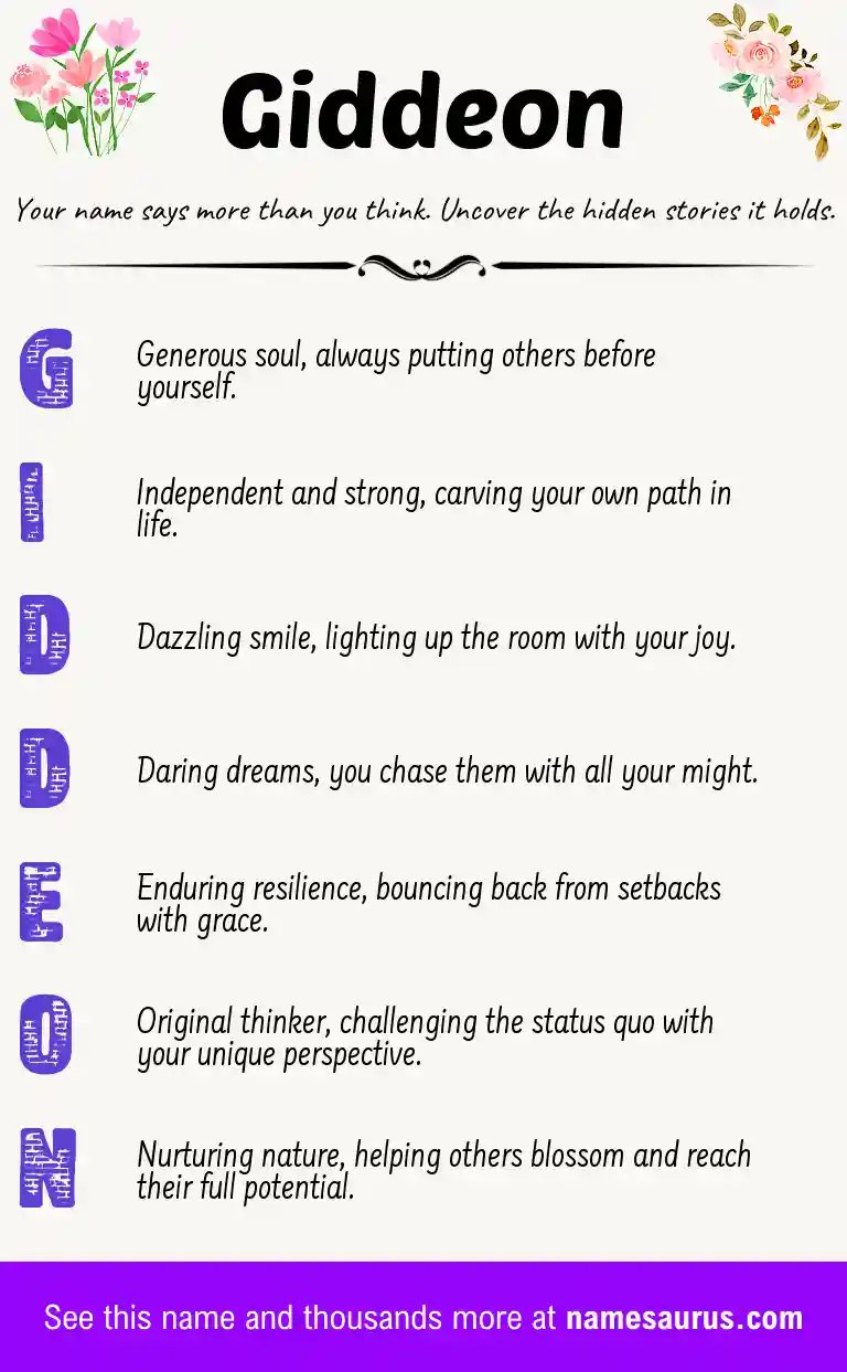 Acrostic poem about Giddeon.