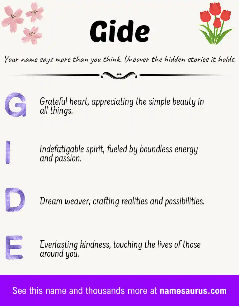 Acrostic poem about Gide.