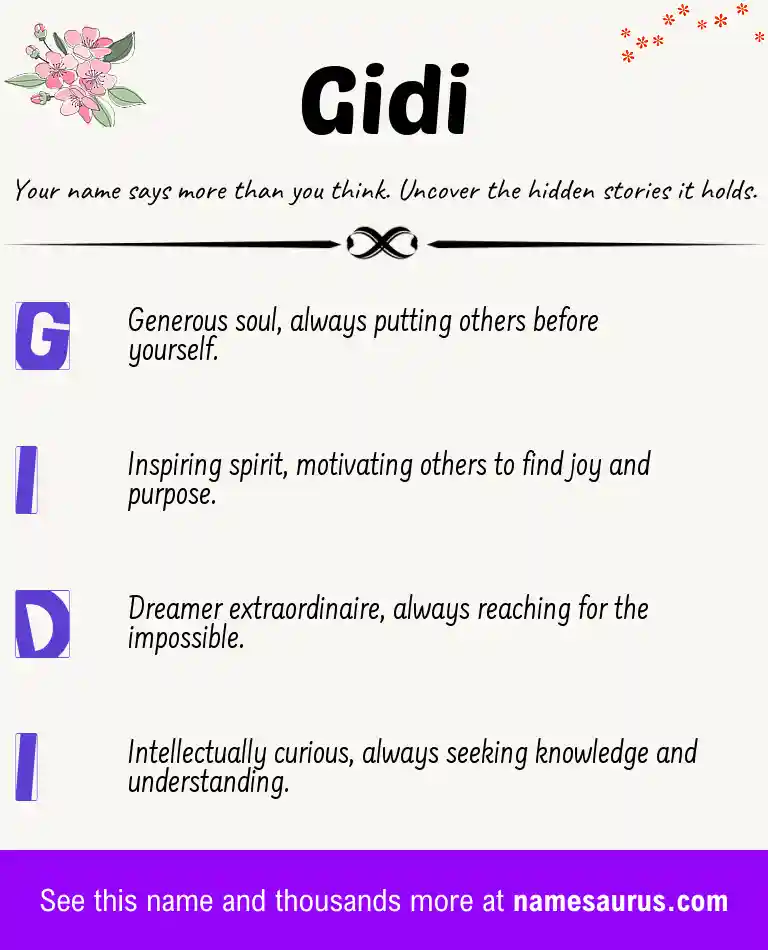 Acrostic poem about Gidi.