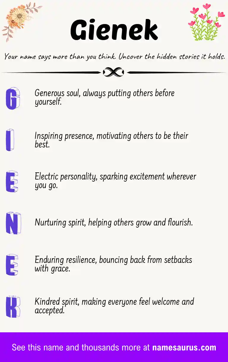 Acrostic poem about Gienek.