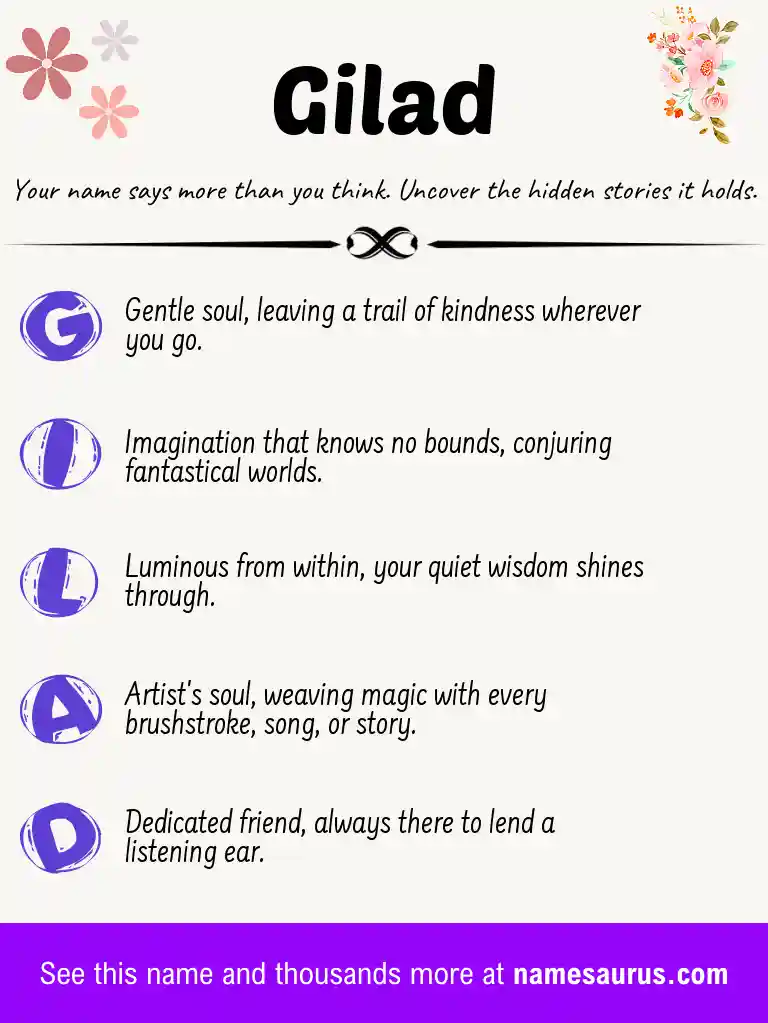 Acrostic poem about Gilad.