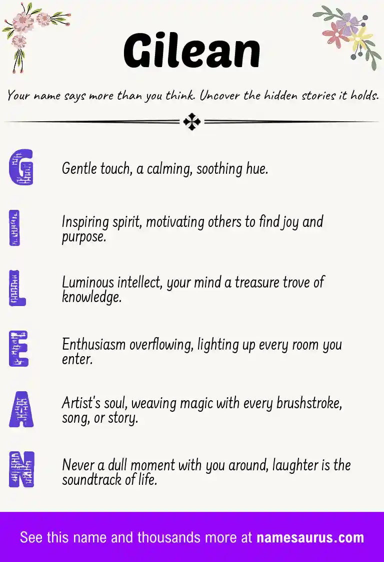Acrostic poem about Gilean.