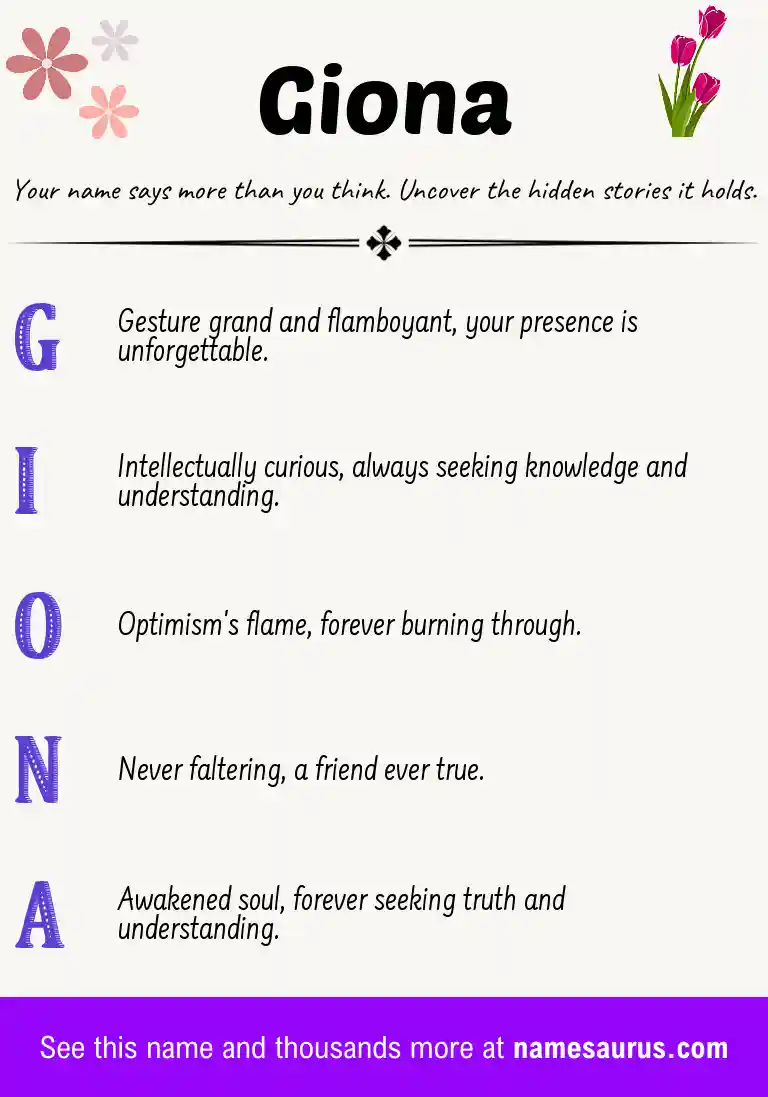 Acrostic poem about Giona.
