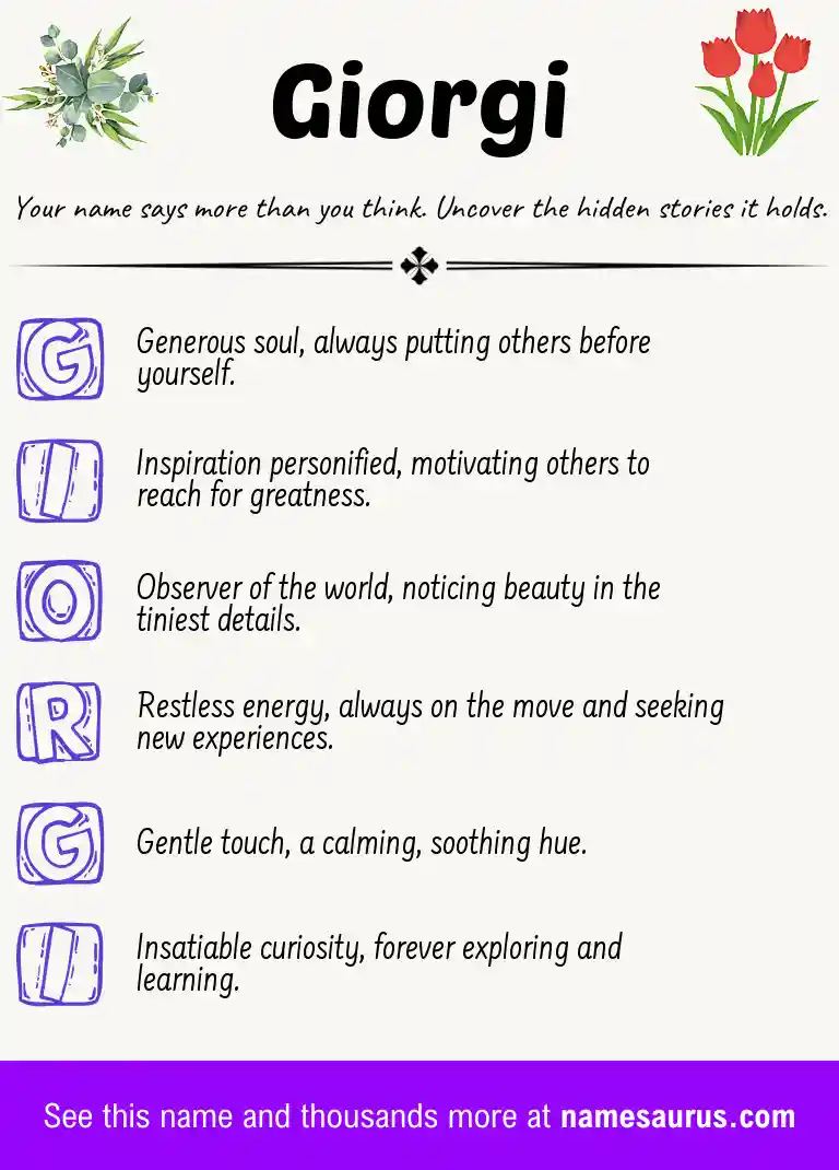 Acrostic poem about Giorgi.