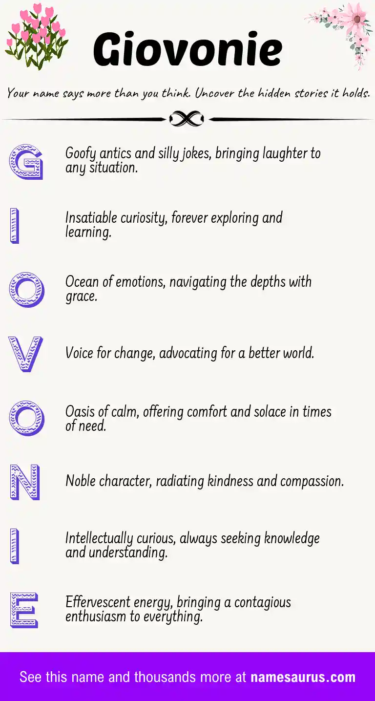 Acrostic poem about Giovonie.