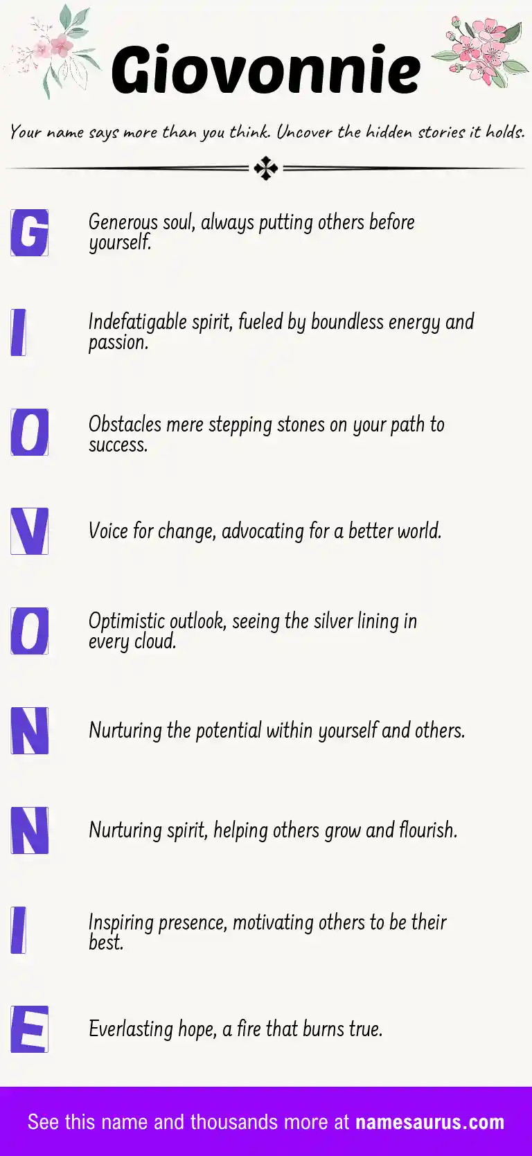 Acrostic poem about Giovonnie.