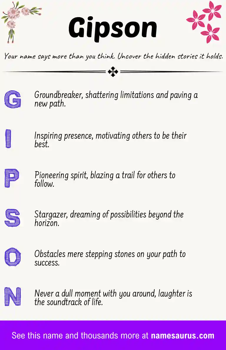 Acrostic poem about Gipson.