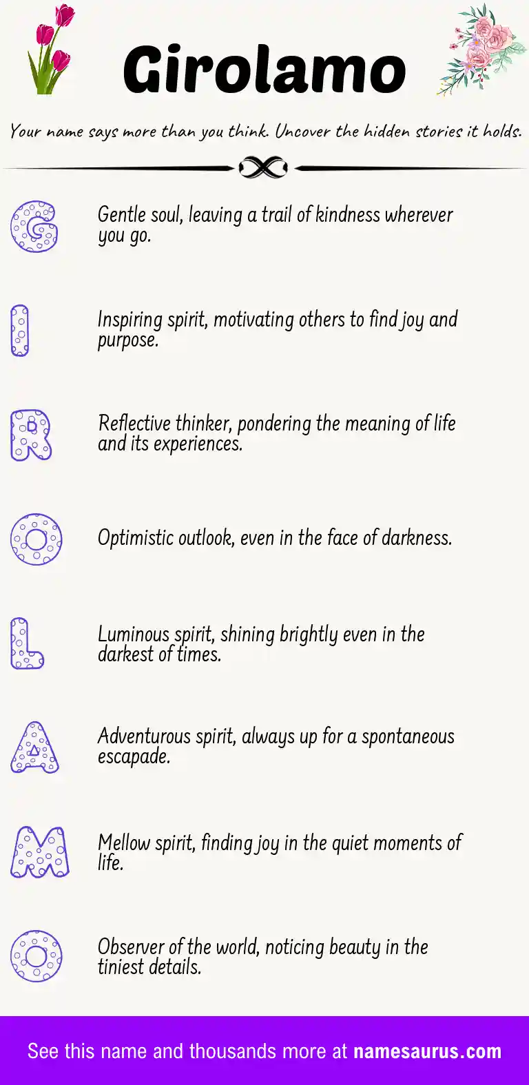 Acrostic poem about Girolamo.