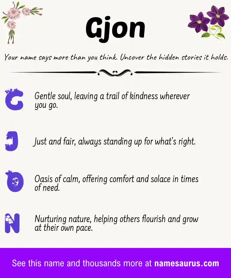 Acrostic poem about Gjon.