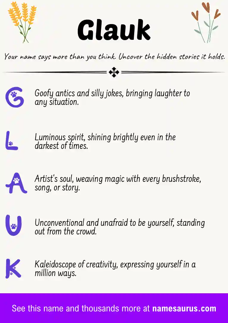 Acrostic poem about Glauk.