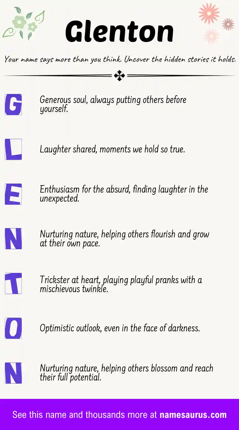 Acrostic poem about Glenton.