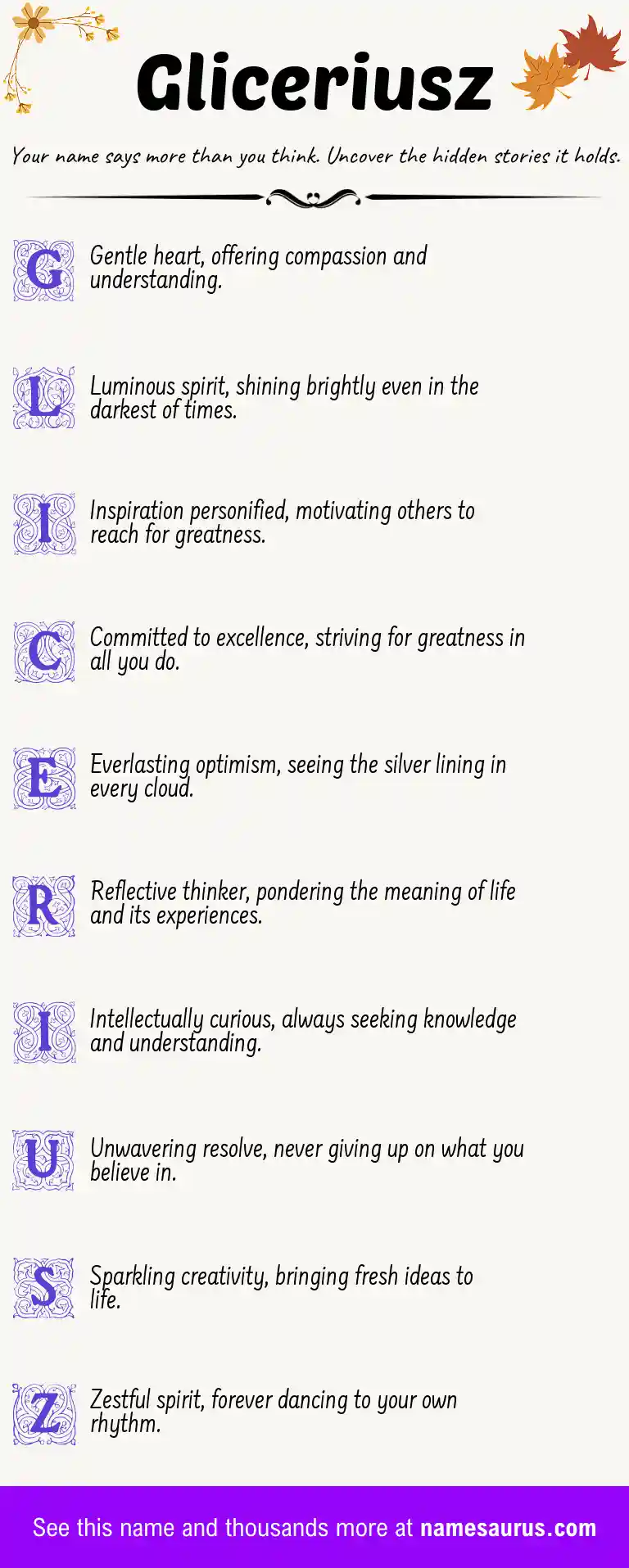 Acrostic poem about Gliceriusz.
