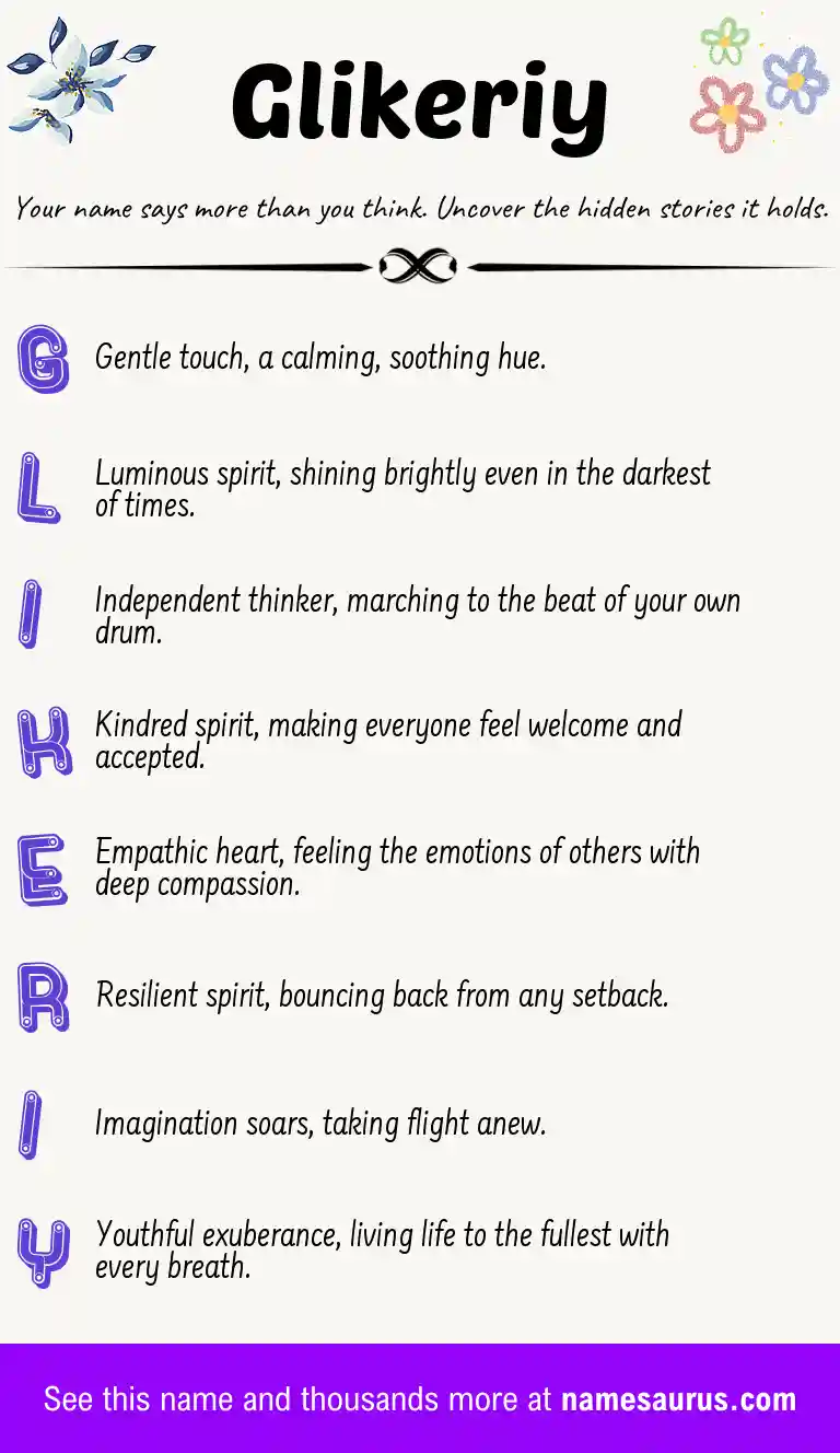 Acrostic poem about Glikeriy.