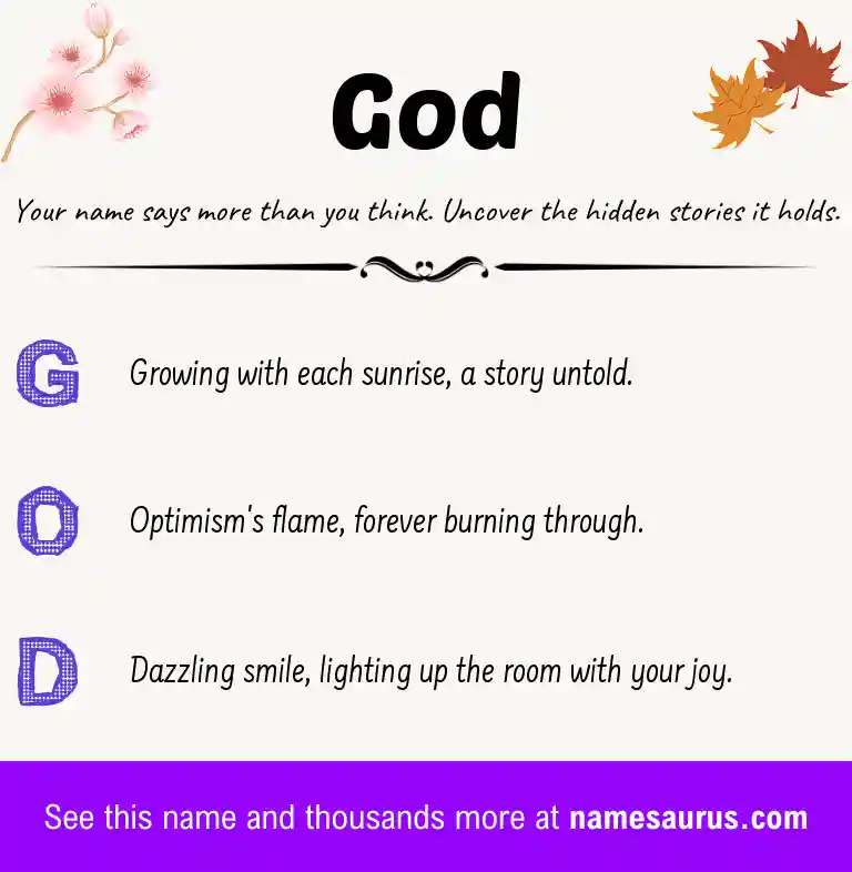 Acrostic poem about God.