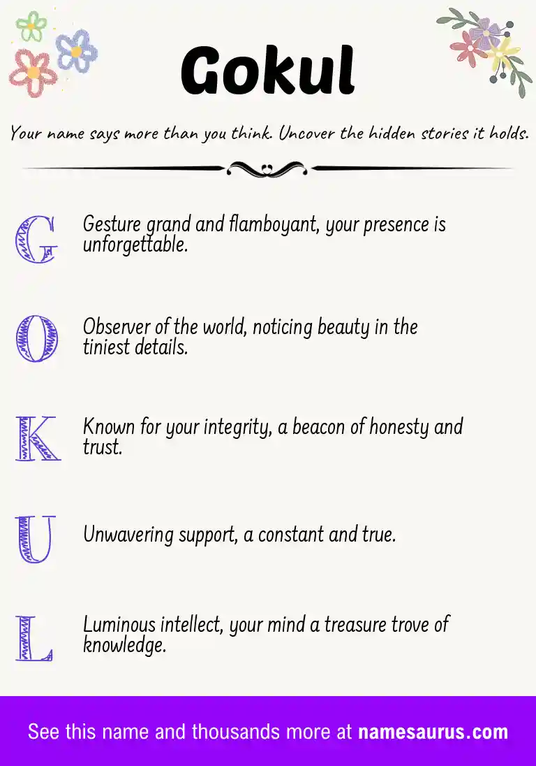 Acrostic poem about Gokul.