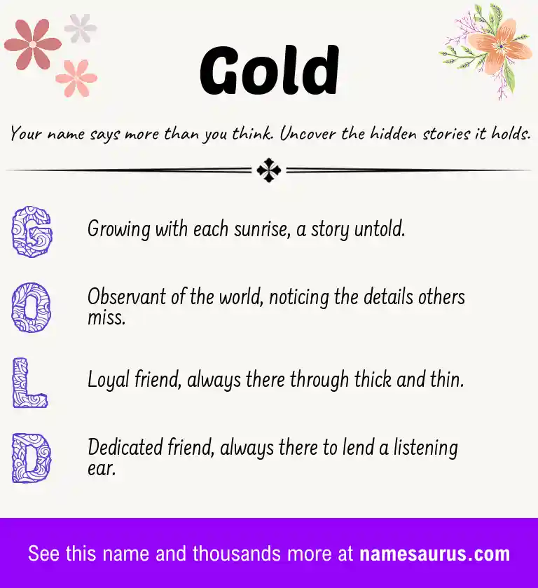 Acrostic poem about Gold.
