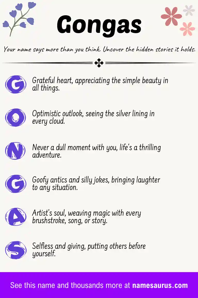 Acrostic poem about Gongas.