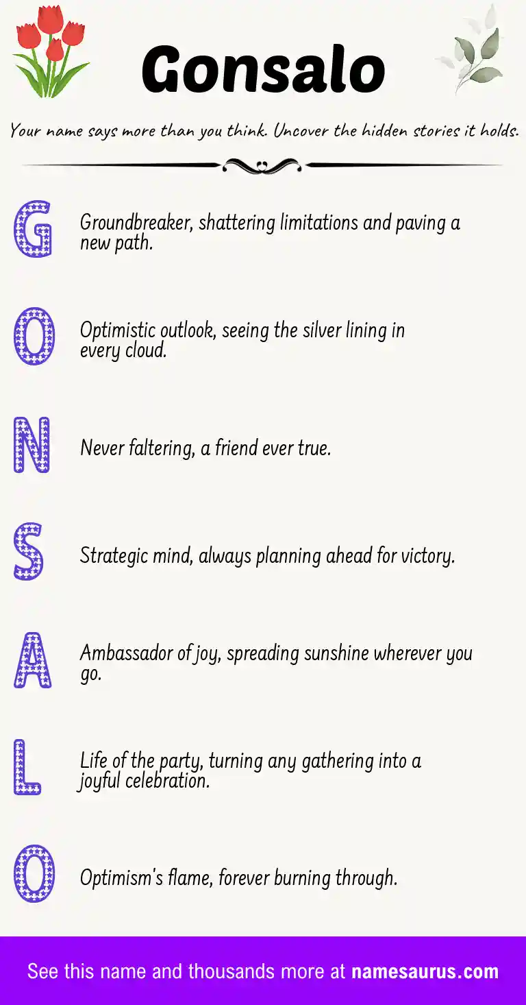 Acrostic poem about Gonsalo.