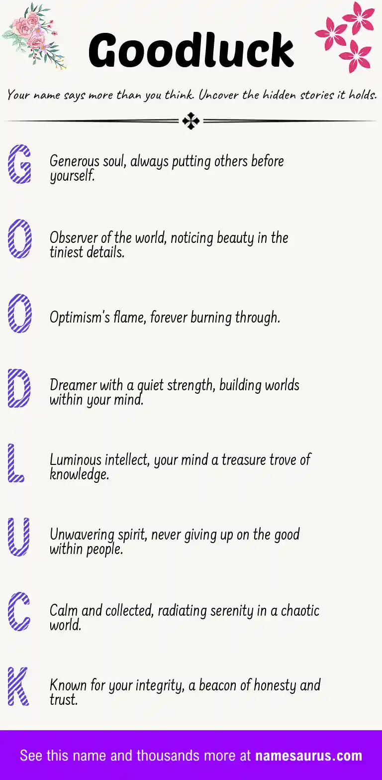 Acrostic poem about Goodluck.