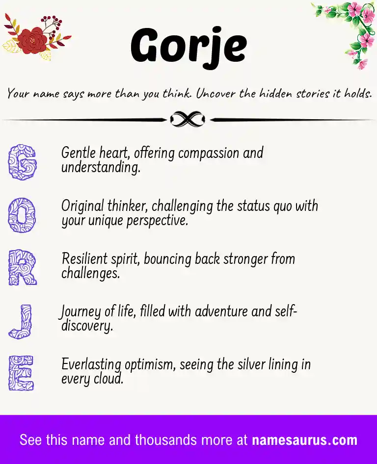 Acrostic poem about Gorje.