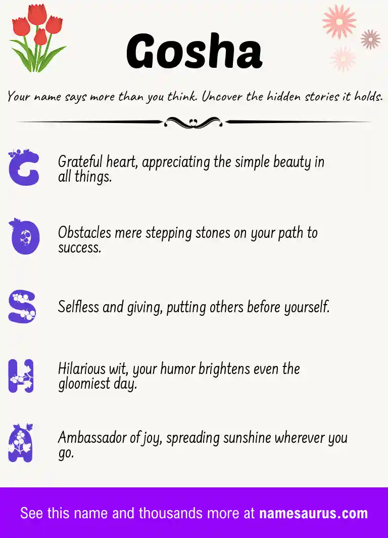Acrostic poem about Gosha.