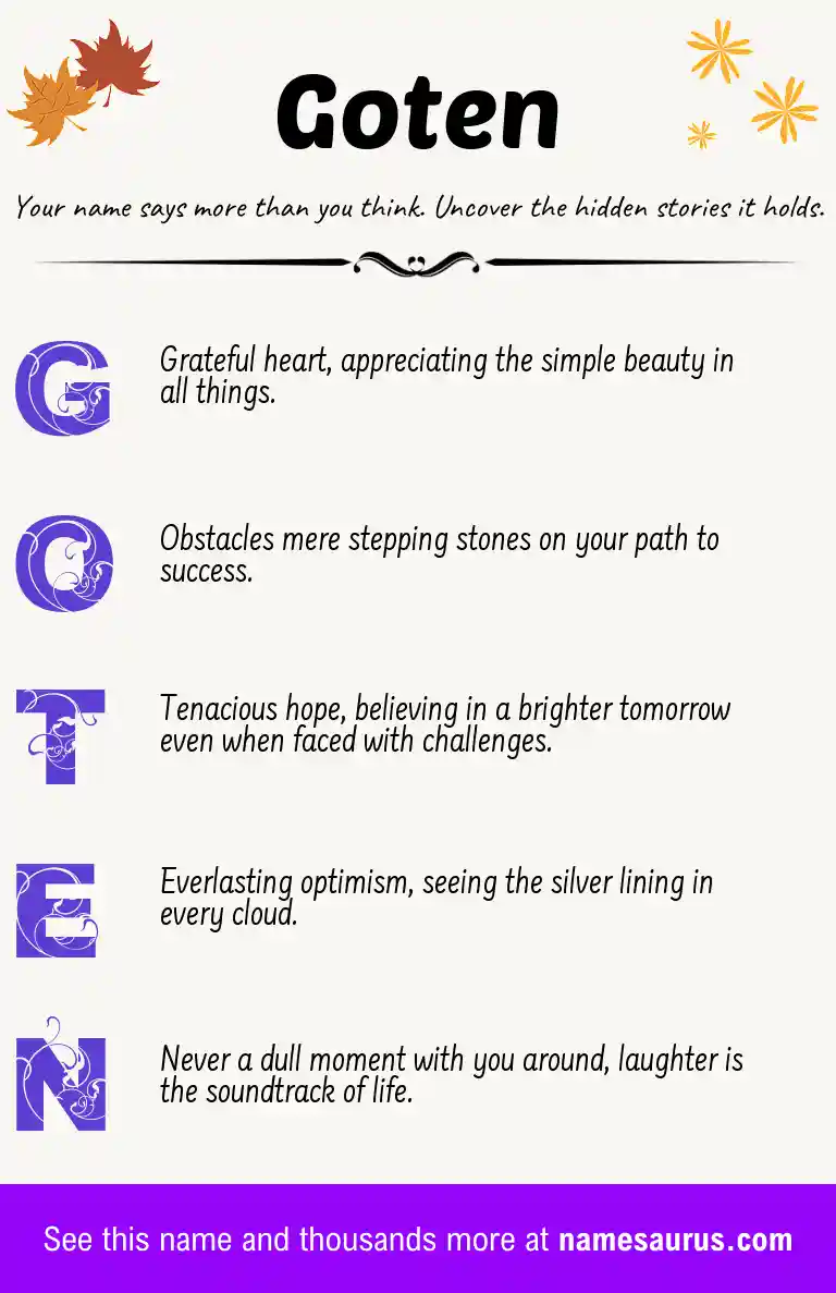 Acrostic poem about Goten.