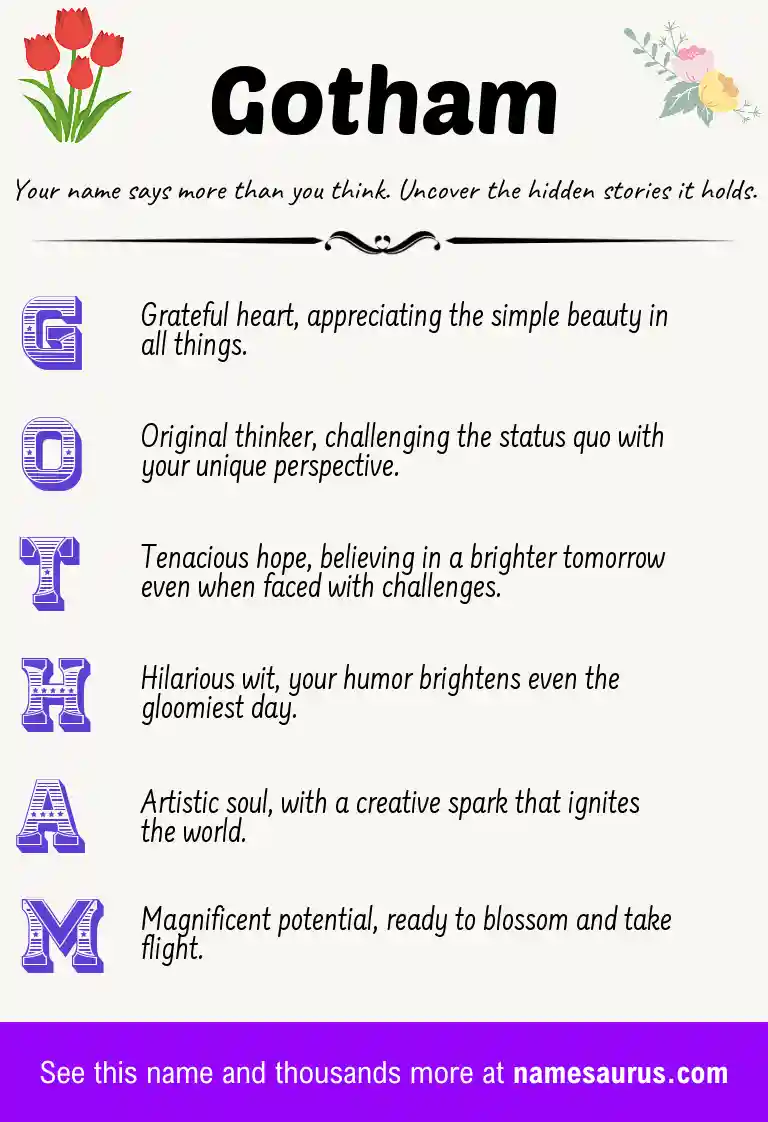 Acrostic poem about Gotham.